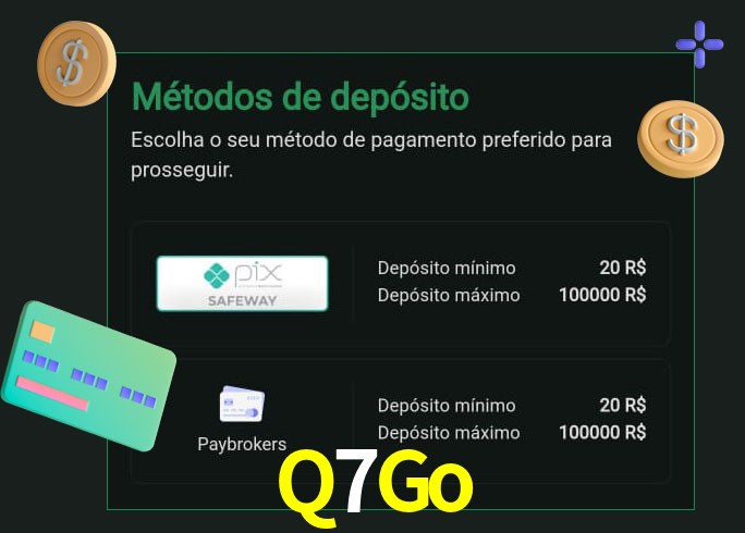O cassino Q7Go oferece uma grande variedade de métodos de pagamento